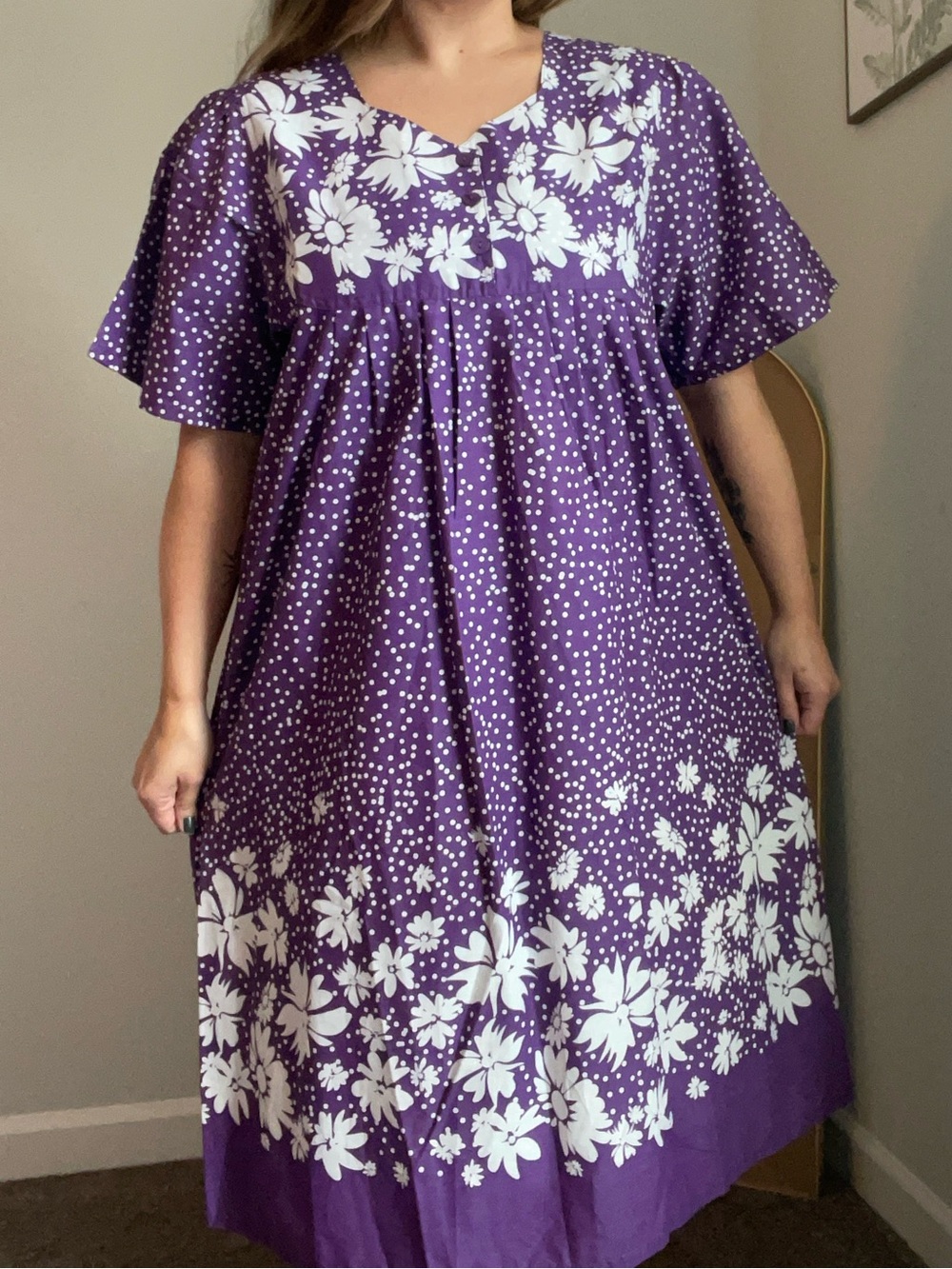 Vintage Purple Polka Dot House Dress